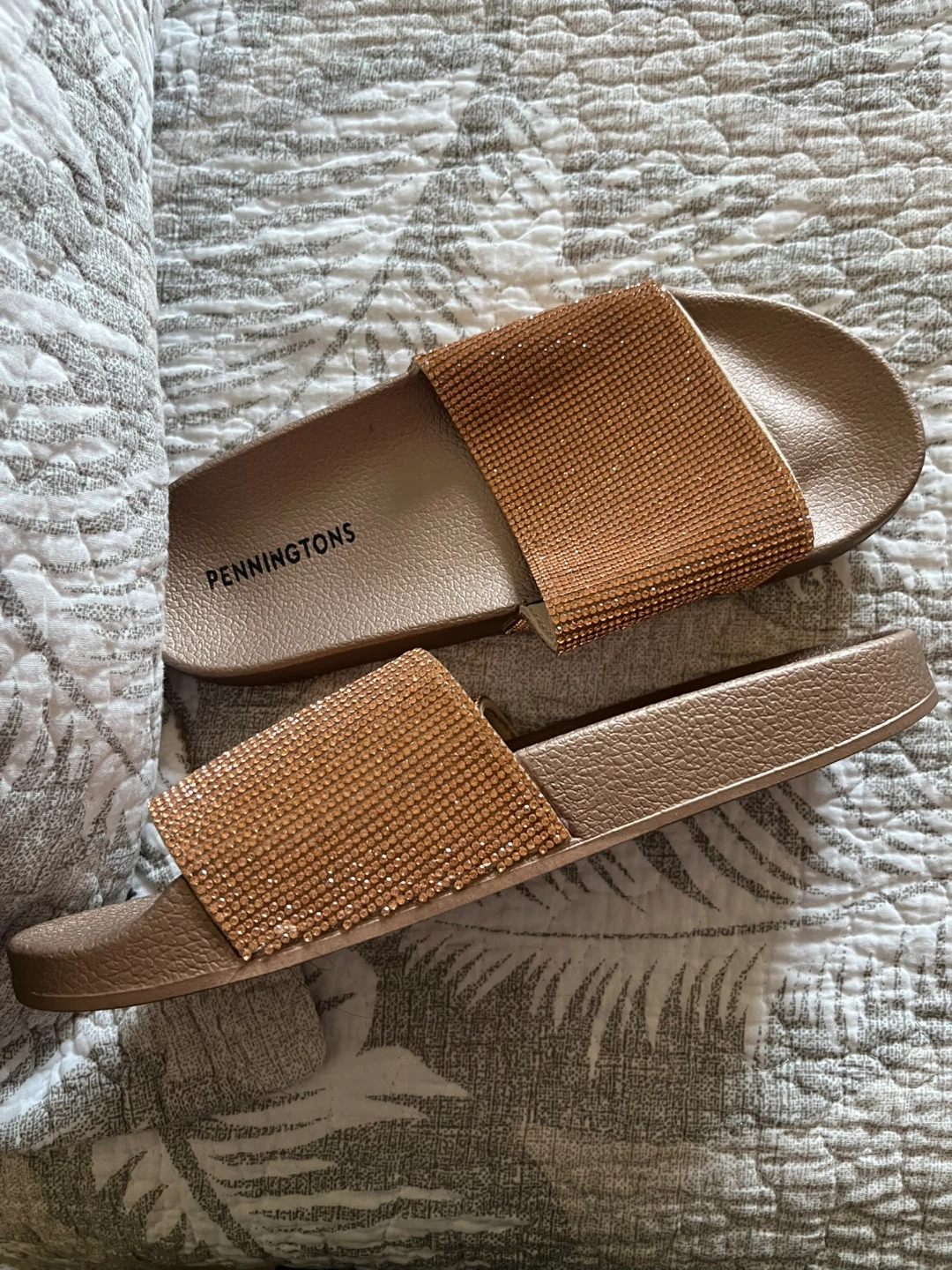 Rose Gold Embellished Slide Sandals - photo 4
