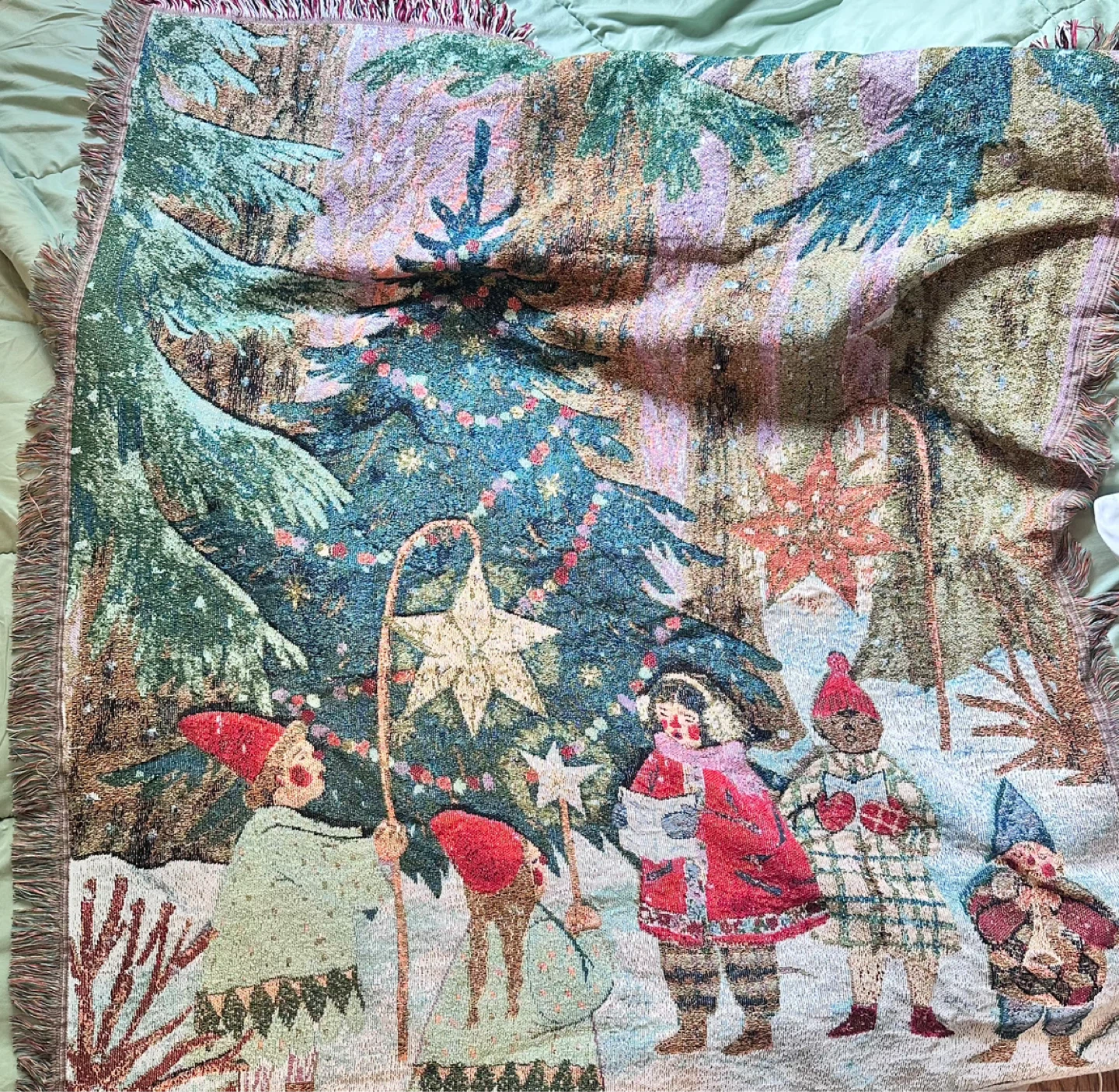 Christmas Scene Woven Throw Blanket