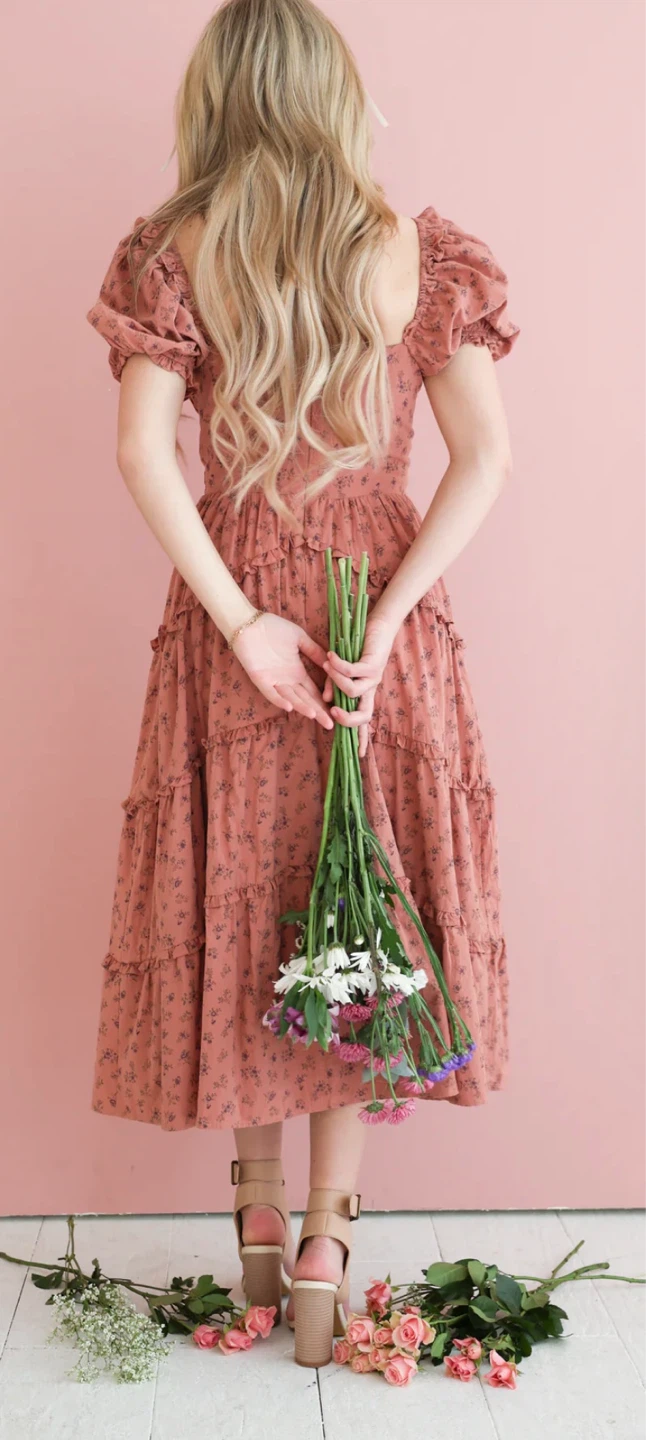 Floral print ruffle Tiered Midi Dress - photo 3