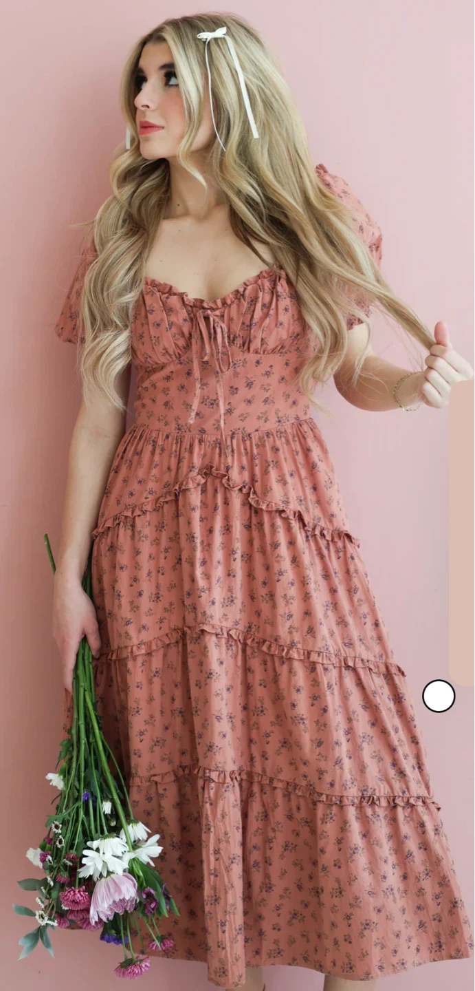 Floral print ruffle Tiered Midi Dress