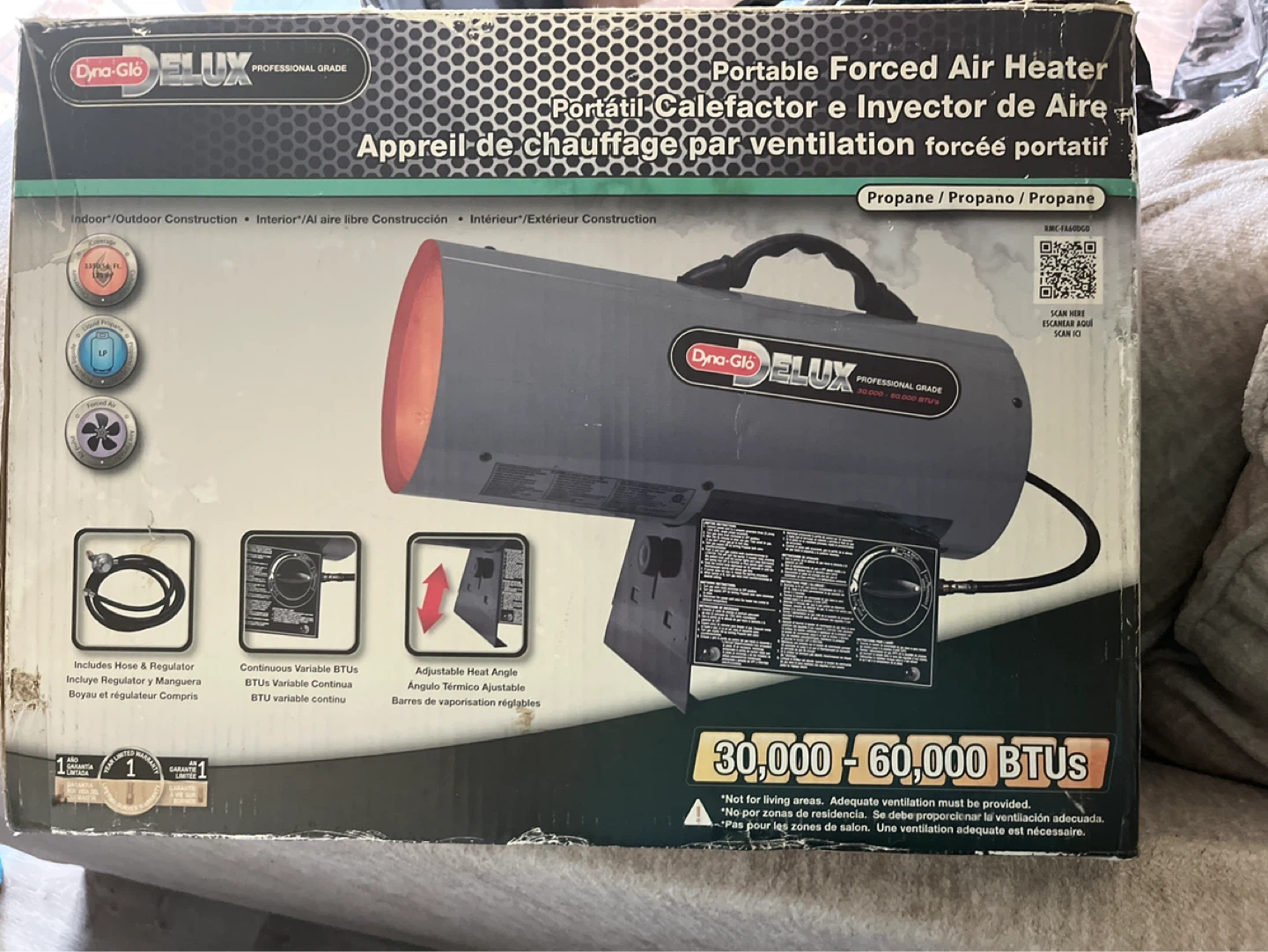 Dyna-Glo Deluxe Portable Forced Air Heater 30,000-60,000 BTUs - photo 2