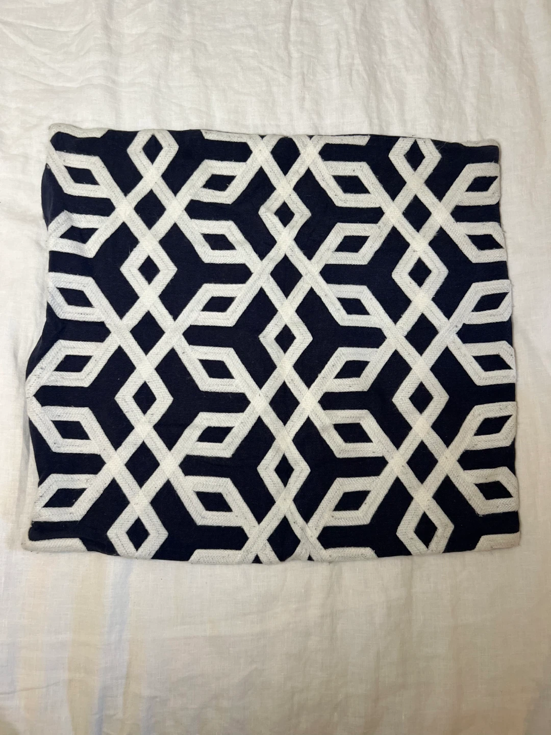 Navy Blue Geometric Patterned Pillow Cover