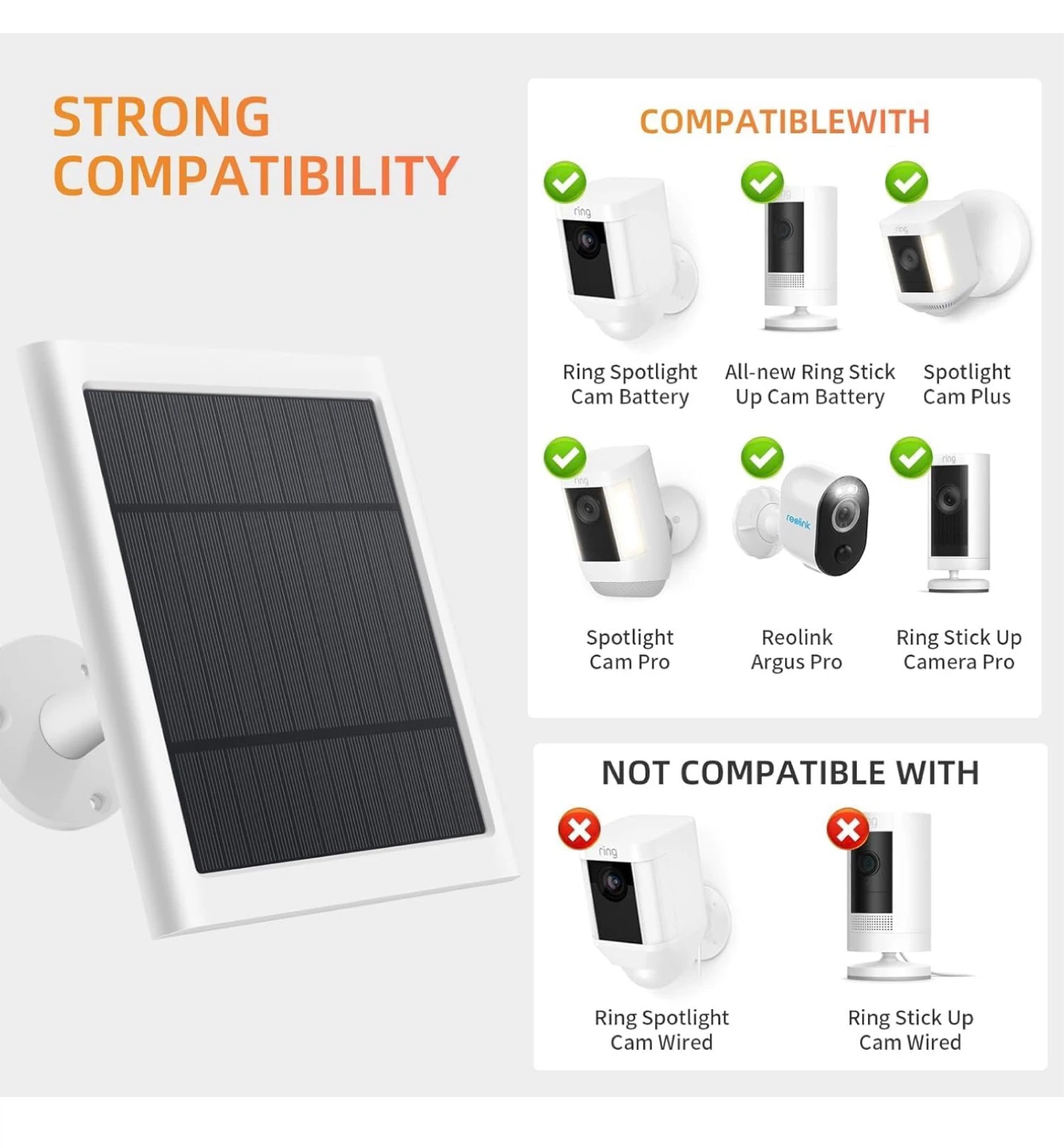 Ring Solar Charger 2 Pack 4W for Cameras, 10ft Cable, White SPC3 - photo 2