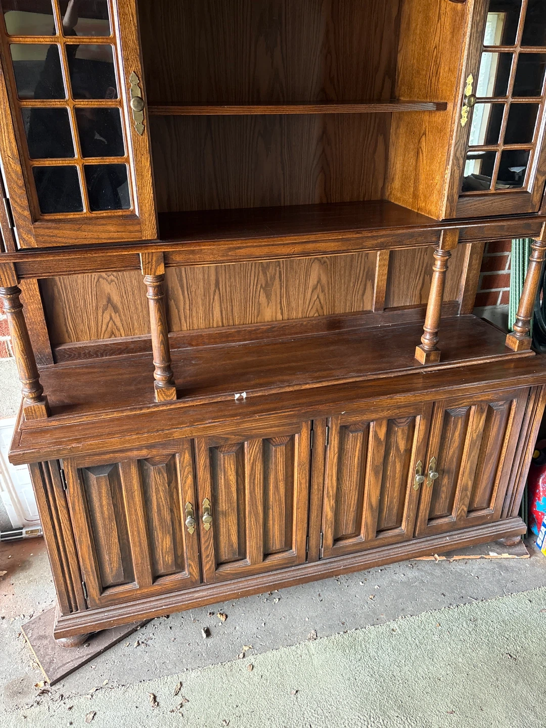 Oak Wood China Cabinet with Glass Doors - photo 2