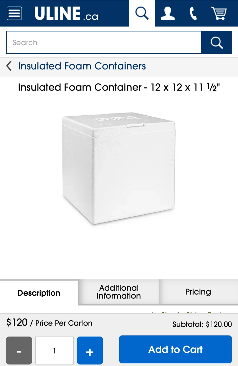 Cryopak Insulated Foam Container