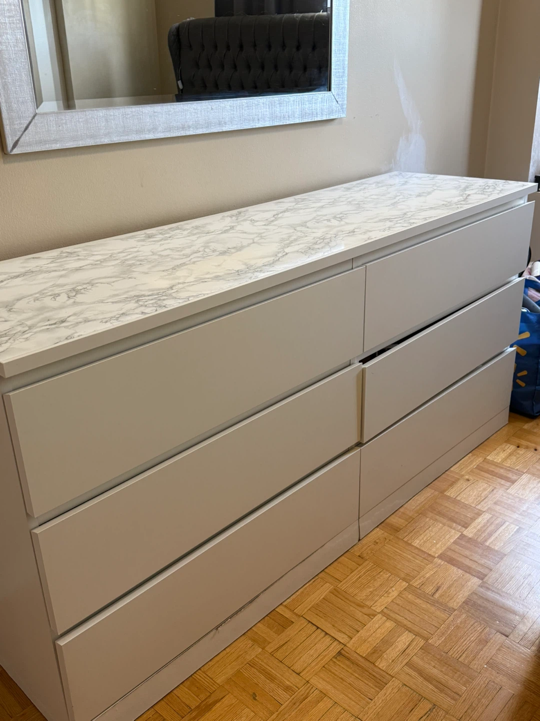 6-Drawer Dresser with Marble Top