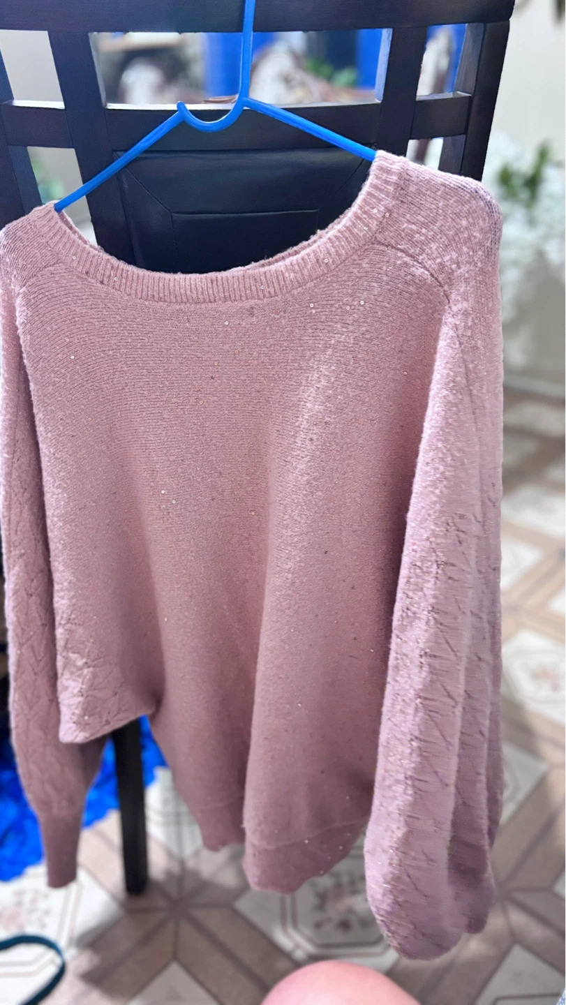 Pink Sequin Batwing Sweater