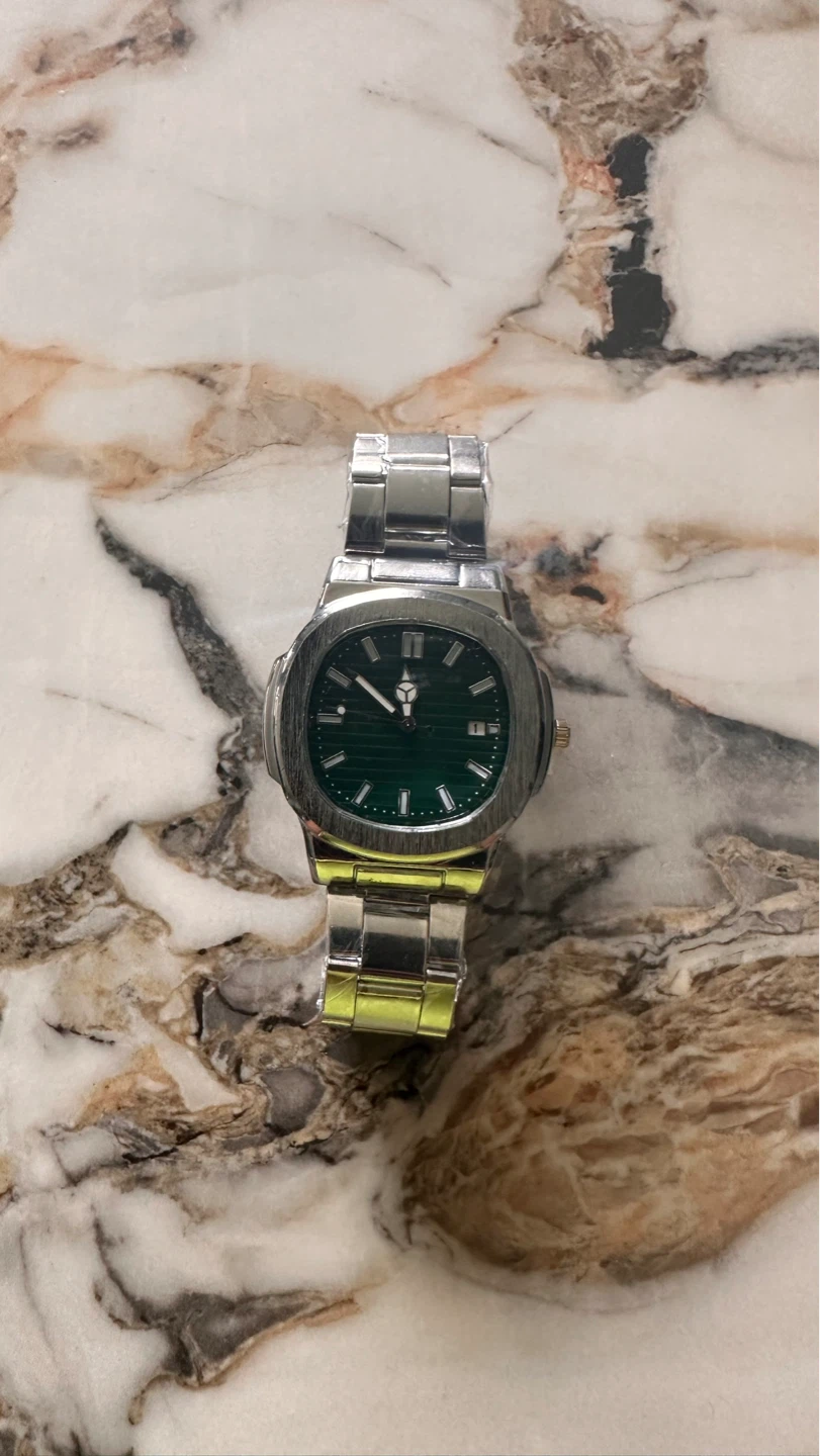 Green Dial Watch with Mercedes Benz logo