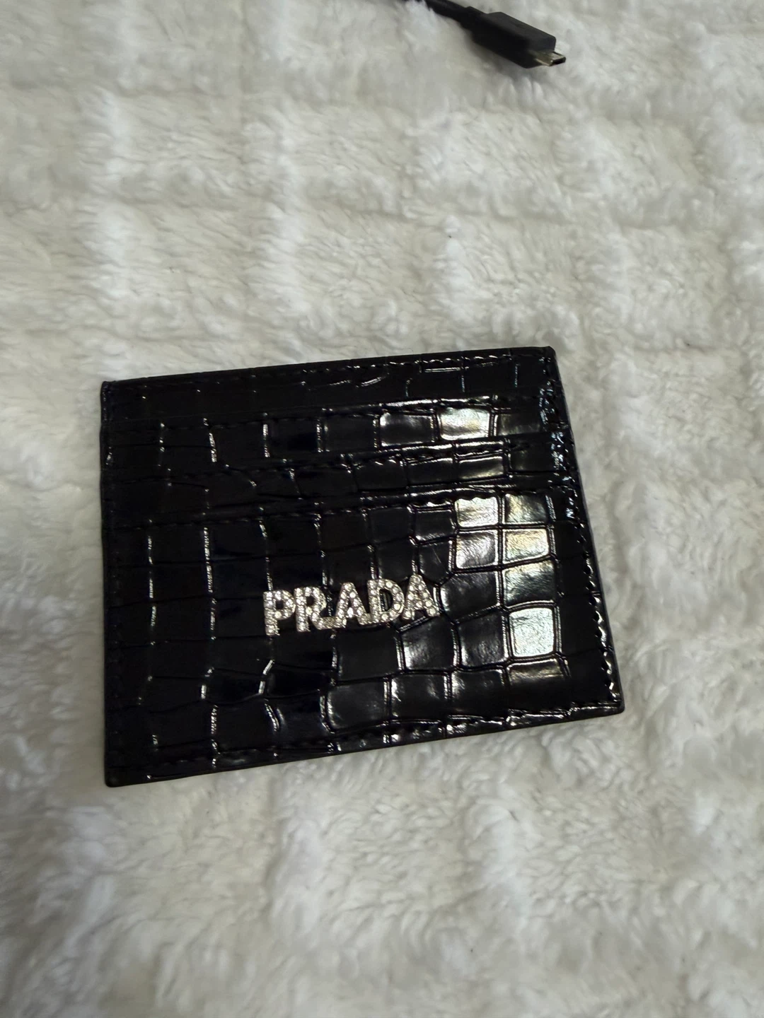 Prada Black Crocodile-Embossed Card Holder with Box - photo 2