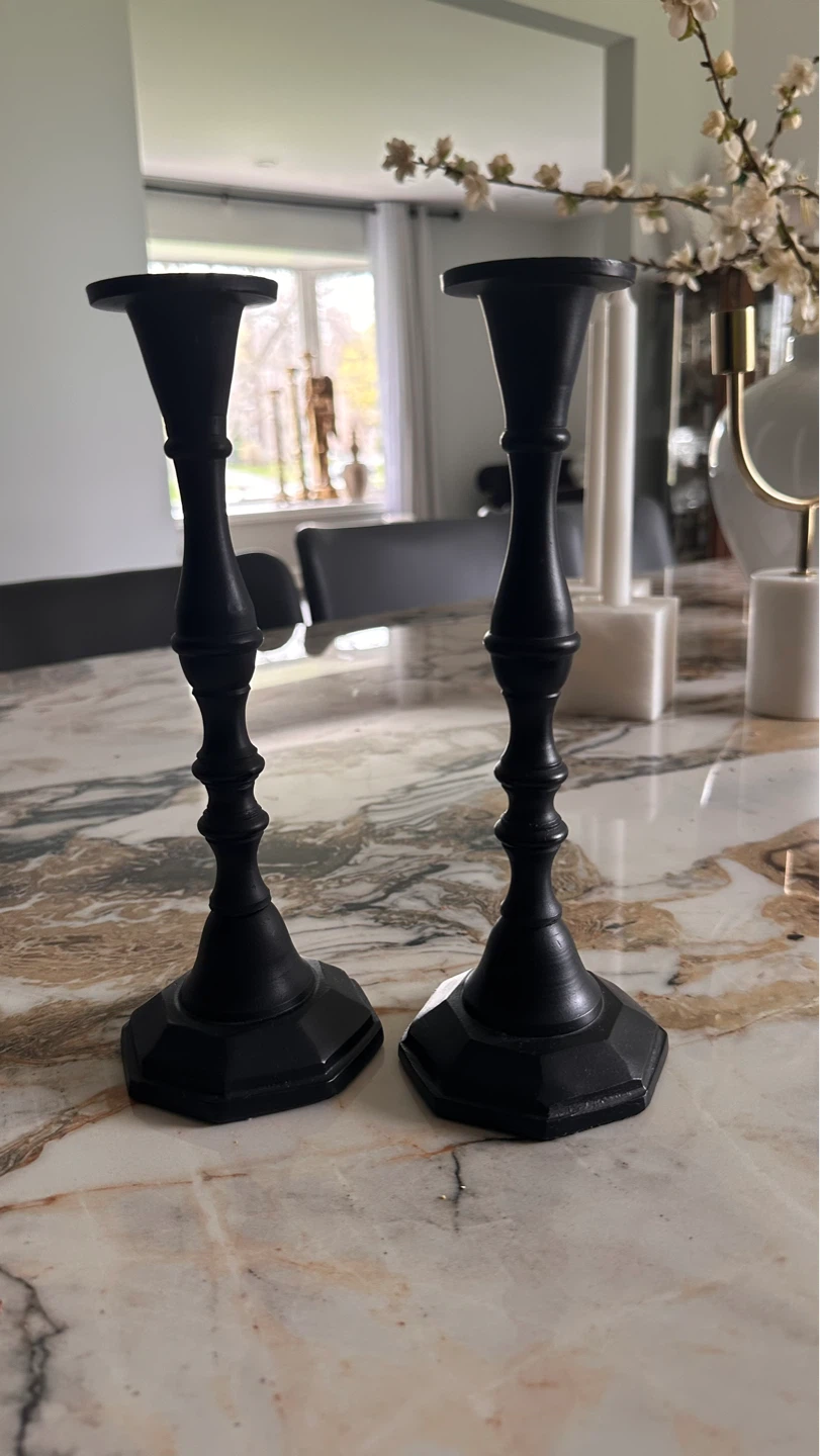 Set of 2 Black Candlesticks - photo 2