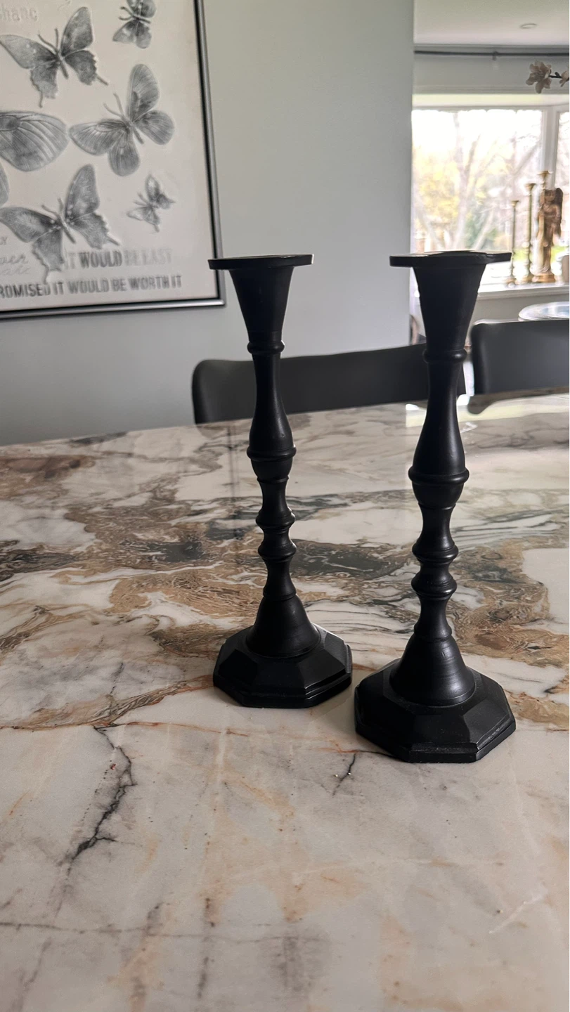 Set of 2 Black Candlesticks