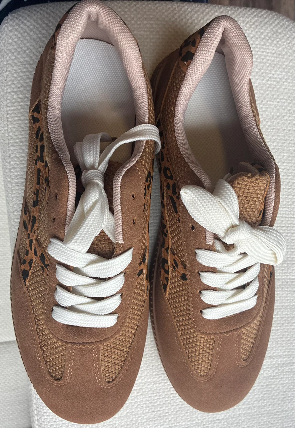 Women's Leopard Print Sneakers - Brown, Size  10