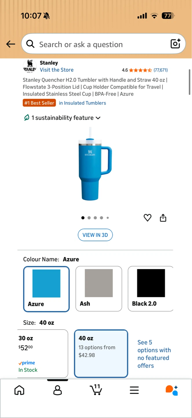 Brand New Stanley H2.0 Tumbler with Handle and Straw 40 oz Azure