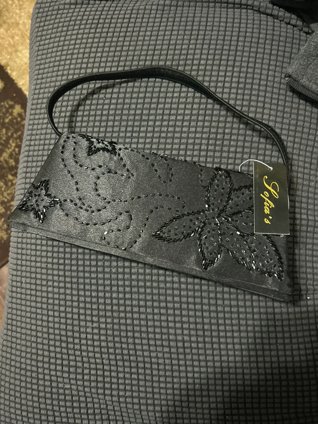 Sofia's Black Beaded Clutch Evening Bag