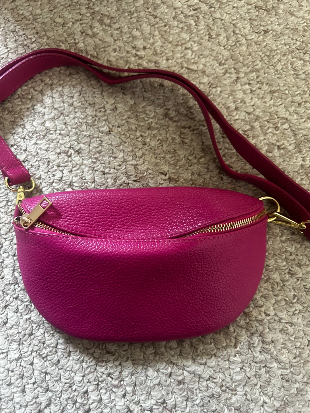 Italian Leather Pink Crossbody Fanny pack