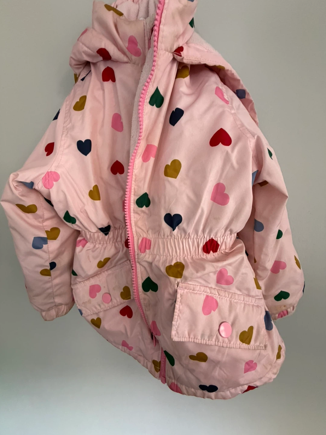 Mint Condition- Old Navy Pink Heart Print Hooded Jacket Girl