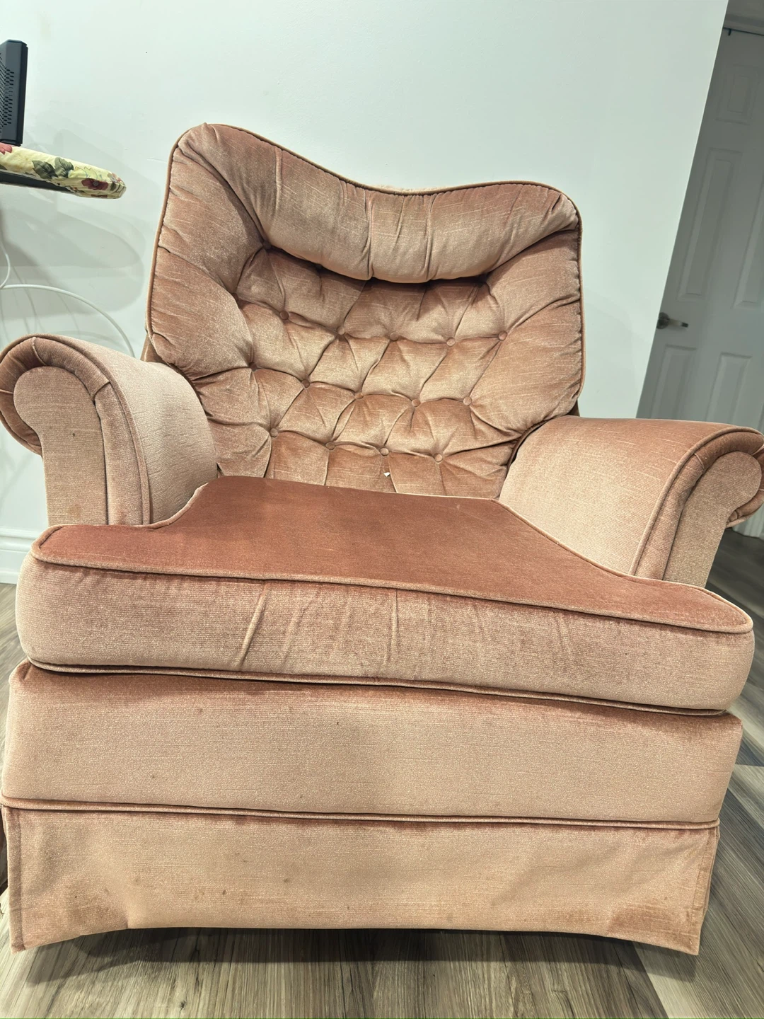 Pink Velvet rocking Armchair