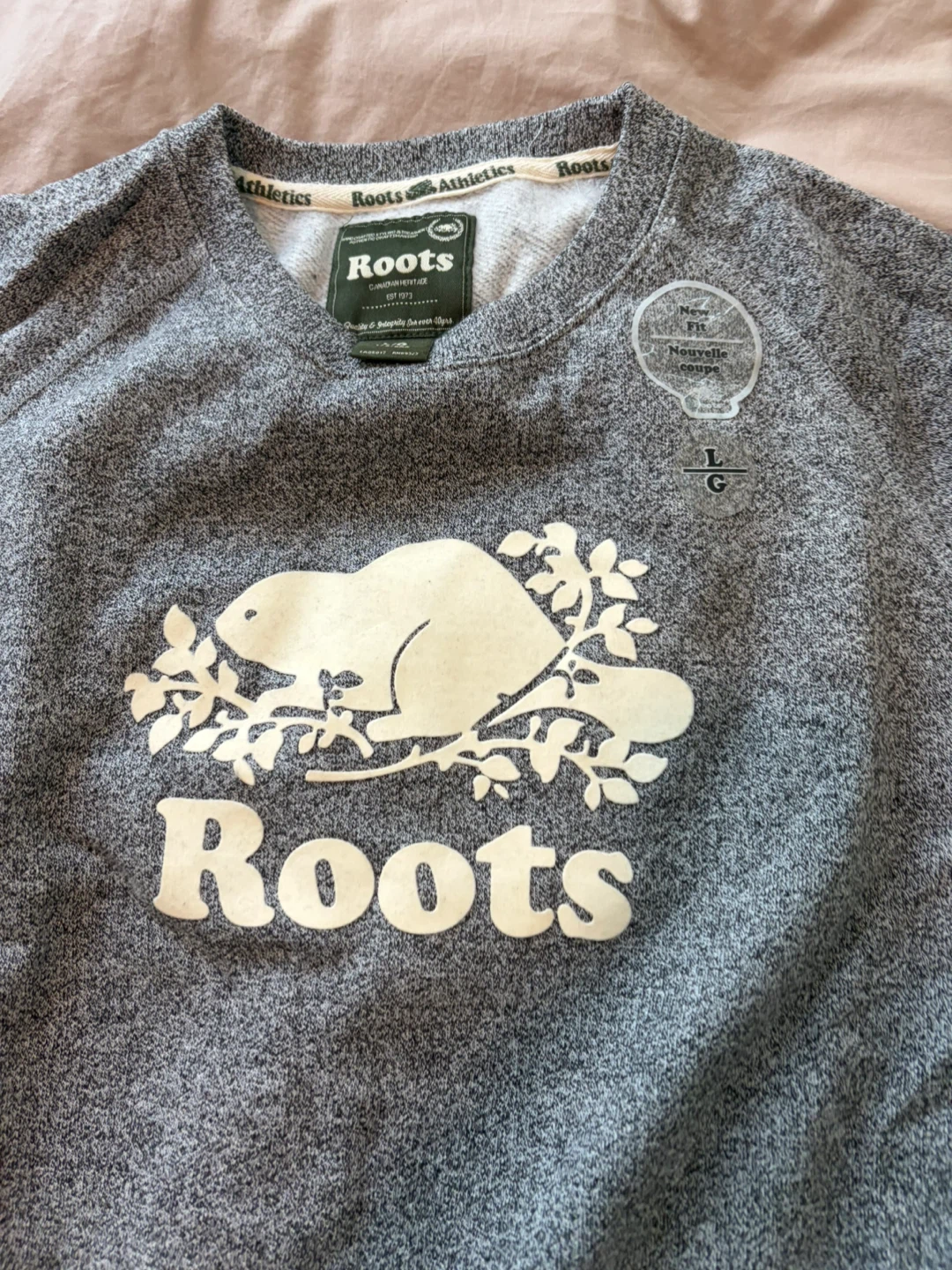 Roots Grey Logo Crewneck Sweatshirt - Size L/G - photo 2