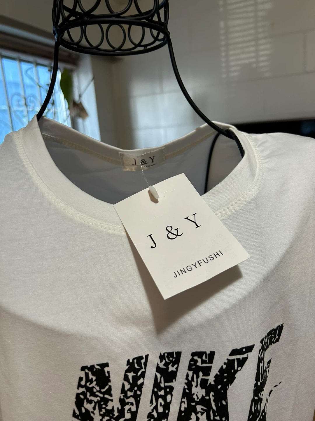 J&Y White T-Shirts with Dior and Nike Graphics (2-Pack) - photo 4