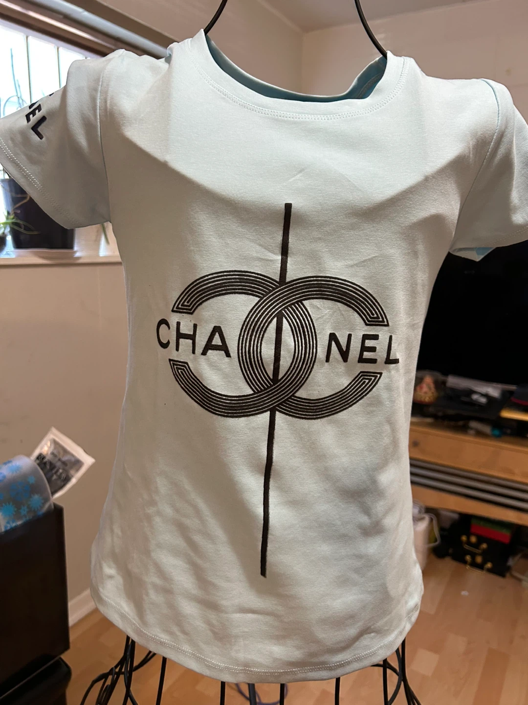 Light Blue T-Shirt with Embroidered Logos - photo 2