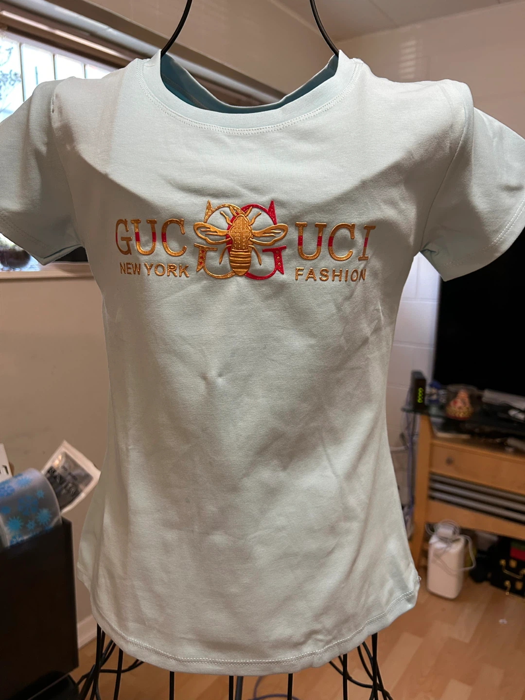 Light Blue T-Shirt with Embroidered Logos - photo 3
