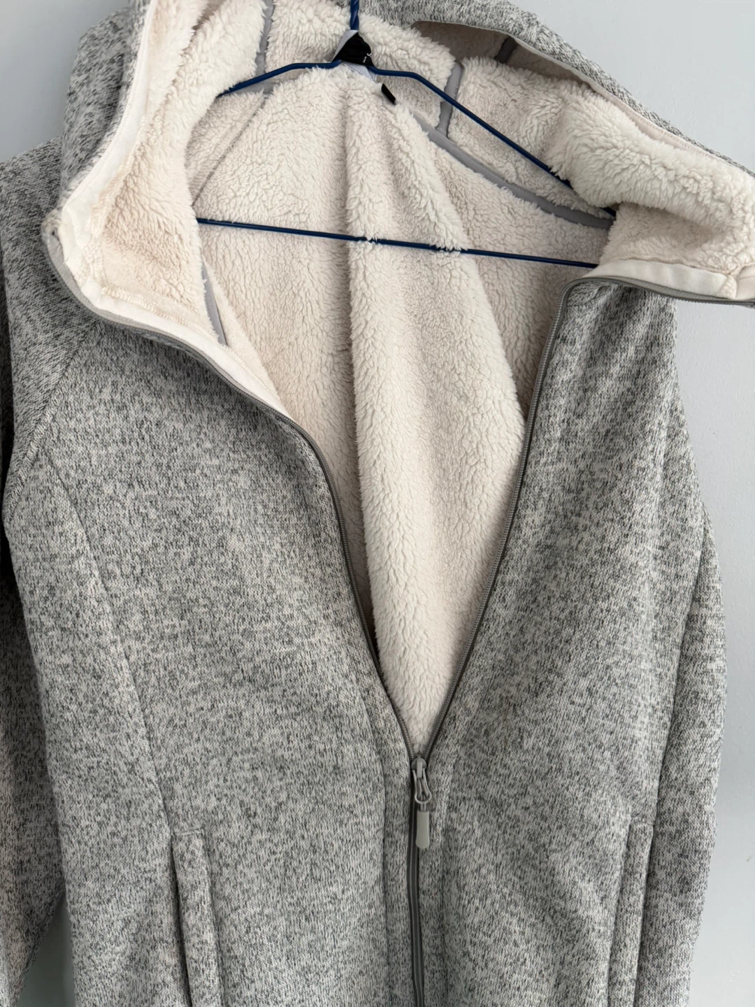 Grey Sherpa Lined Fleece Hoodie