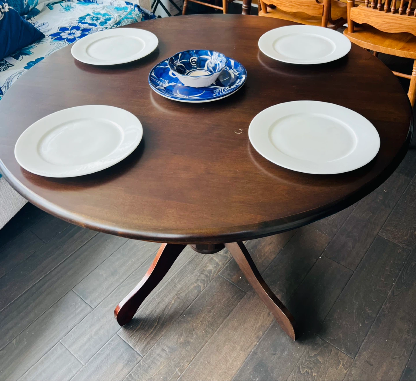 42” Round Wooden Dining Table - Walnut