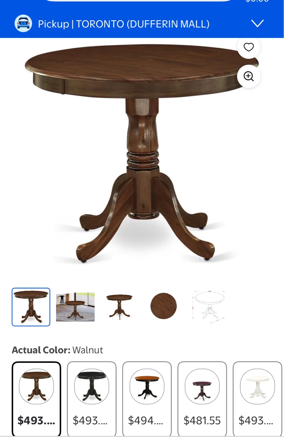 42” Round Wooden Dining Table - Walnut - photo 5
