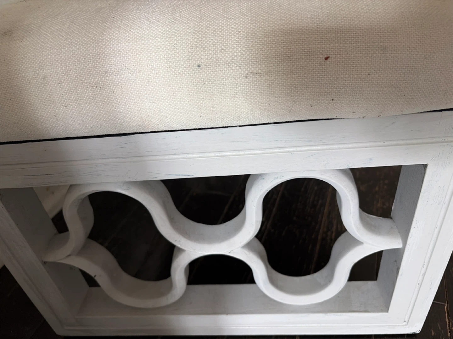 White Upholstered Storage Bench - photo 3