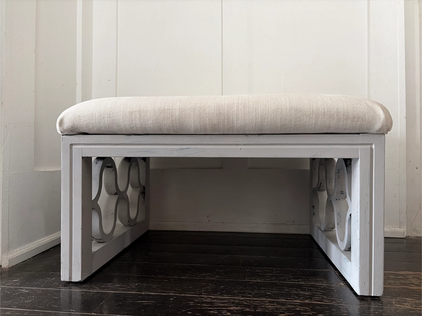 White Upholstered Storage Bench