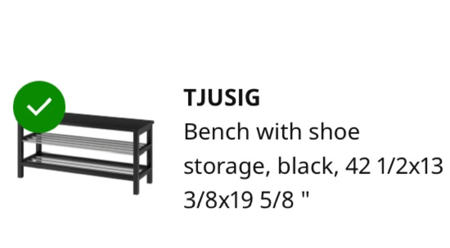 IKEA TJUSIG Bench with Shoe Storage, Black - photo 3