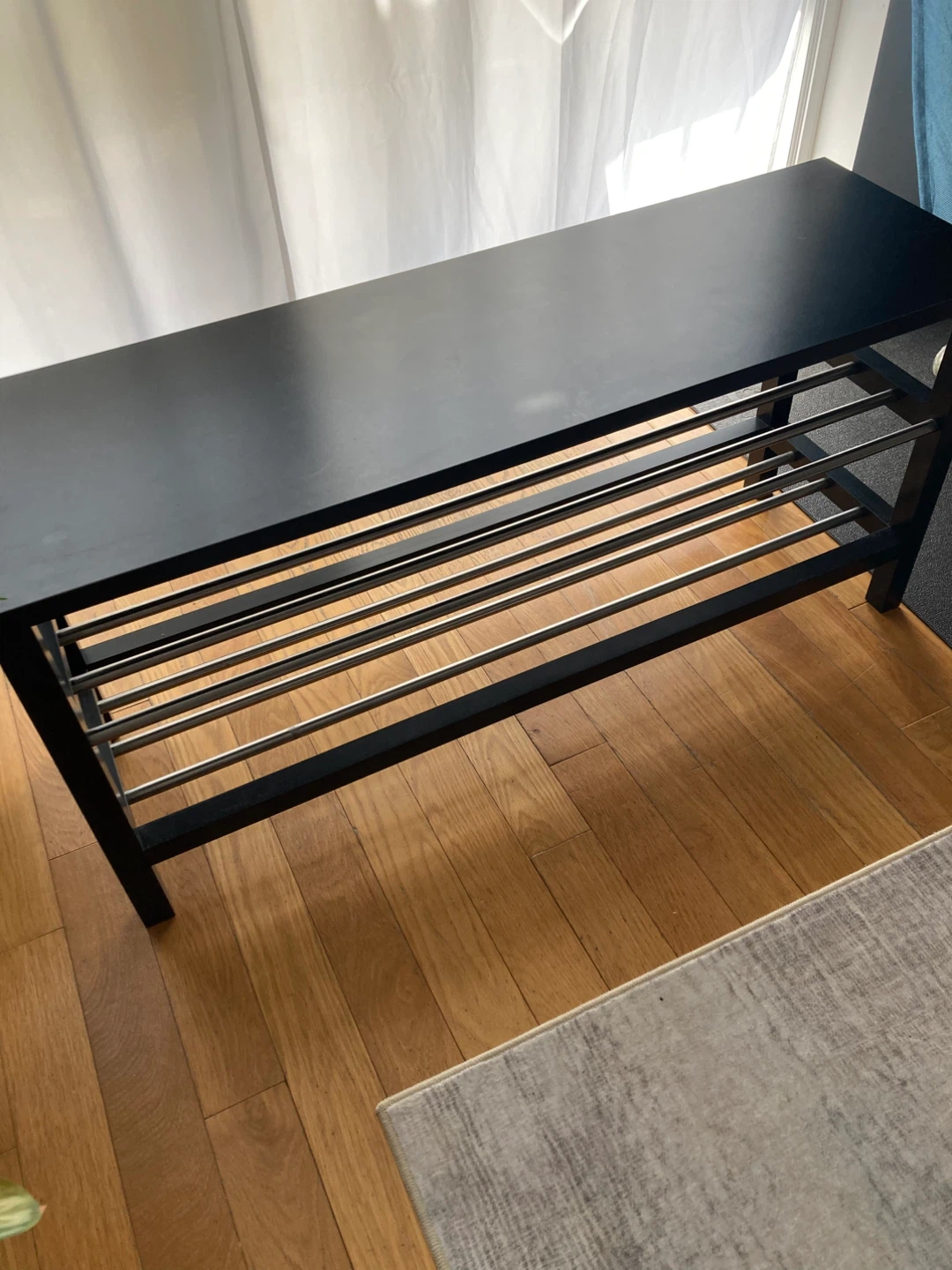 IKEA TJUSIG Bench with Shoe Storage, Black - photo 2