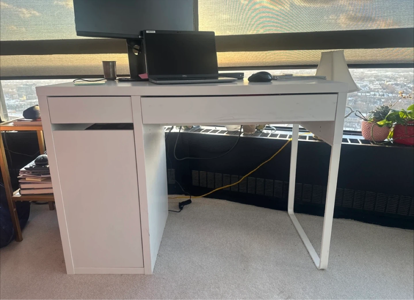 IKEA- Micke White Desk with Storage Drawer and Cabinet