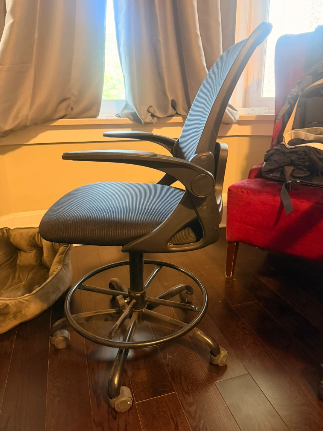 Black Mesh Office Chair with Adjustable Arms