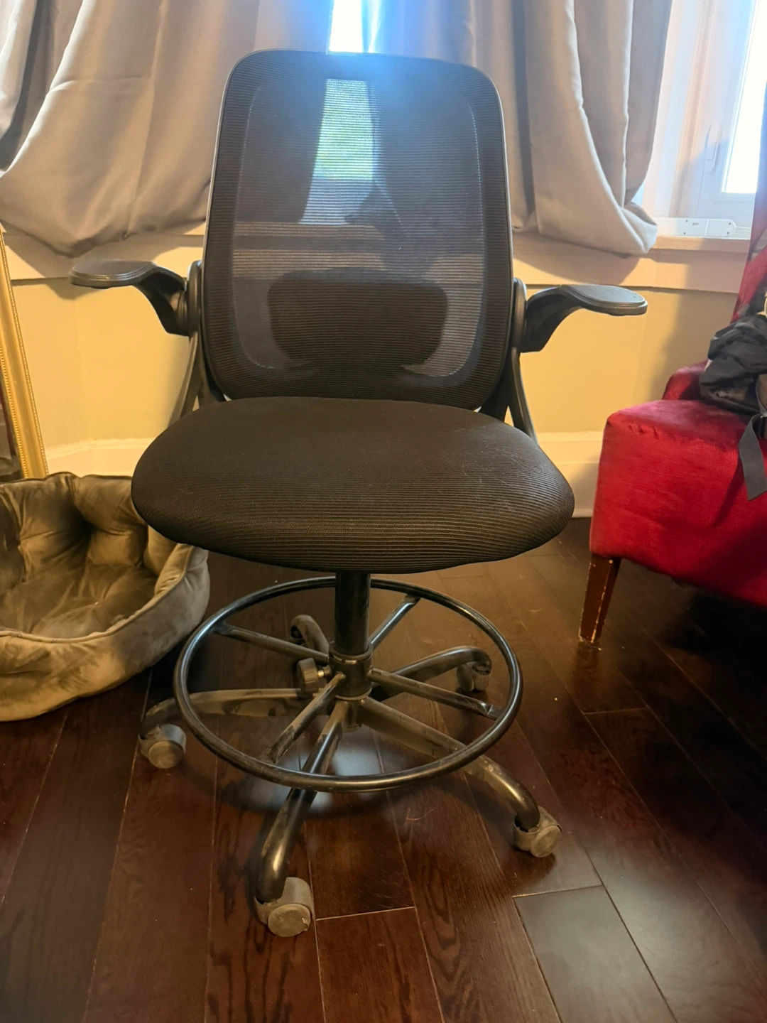 Black Mesh Office Chair with Adjustable Arms - photo 2