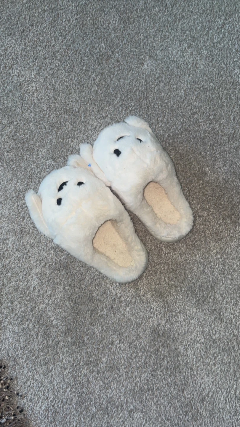 White Fuzzy Ghost Slippers