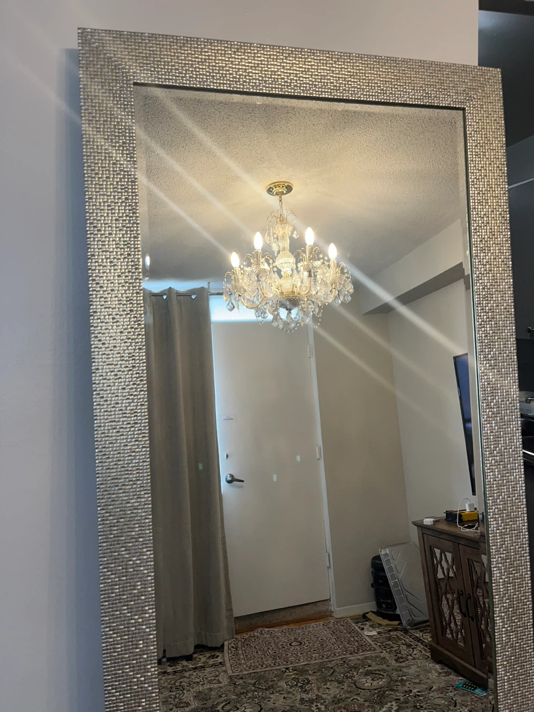 Large Luxury Full-Length Champagne Gold Mirror – Textured Frame - photo 2
