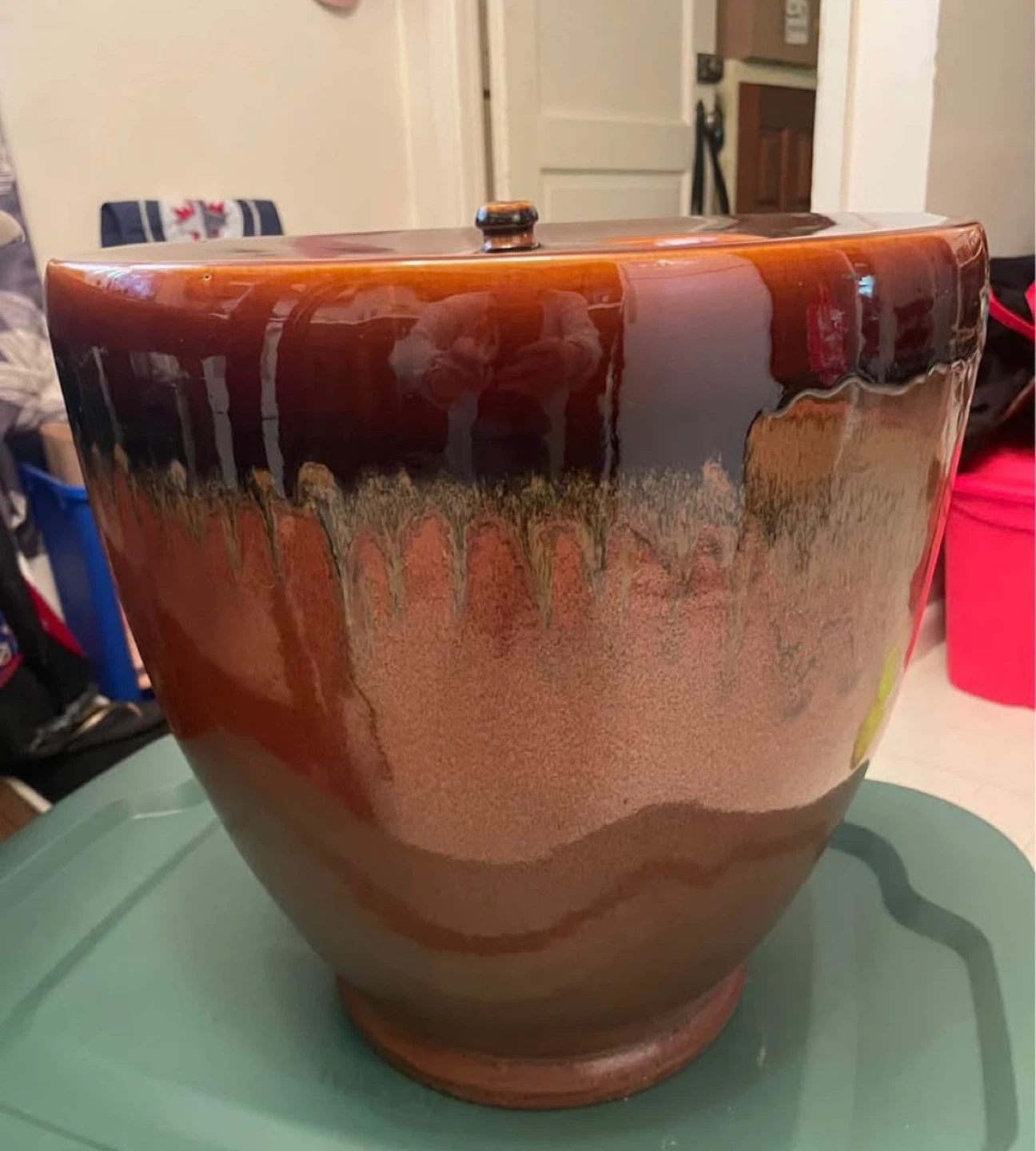 Large Ceramic Pot with Lid with full can of burner fuel