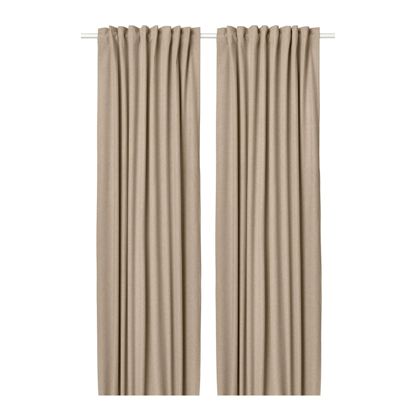Beige Grommet Top Curtains with Black Curtain Rod - photo 2