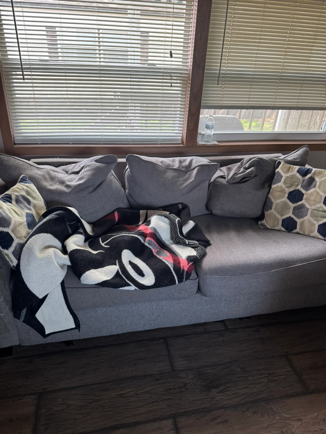 Gray Couch with Decorative Pillows - photo 2