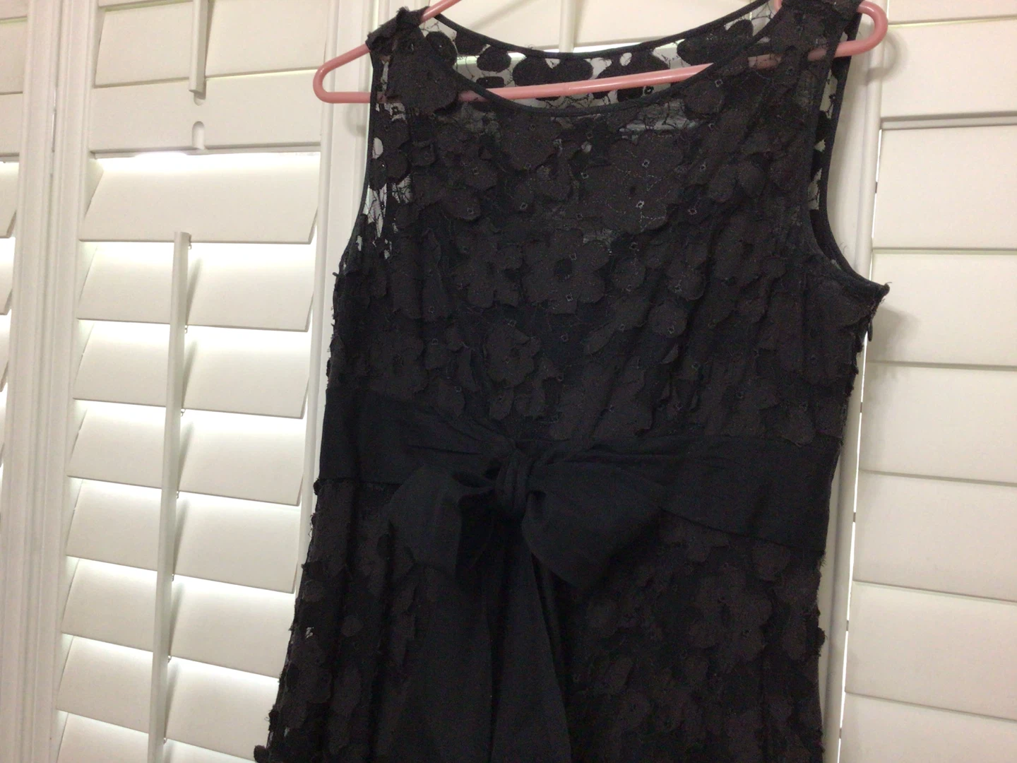Black Lace Dress with Bow Belt