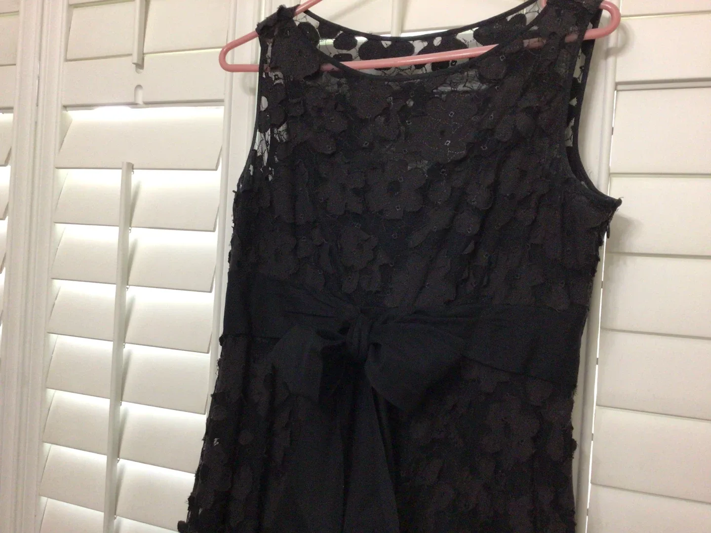 Black Lace Dress with Bow Belt