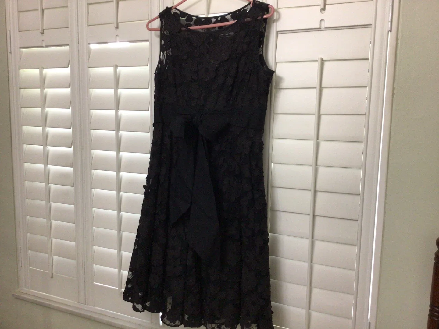 Black Lace Dress with Bow Belt - photo 3