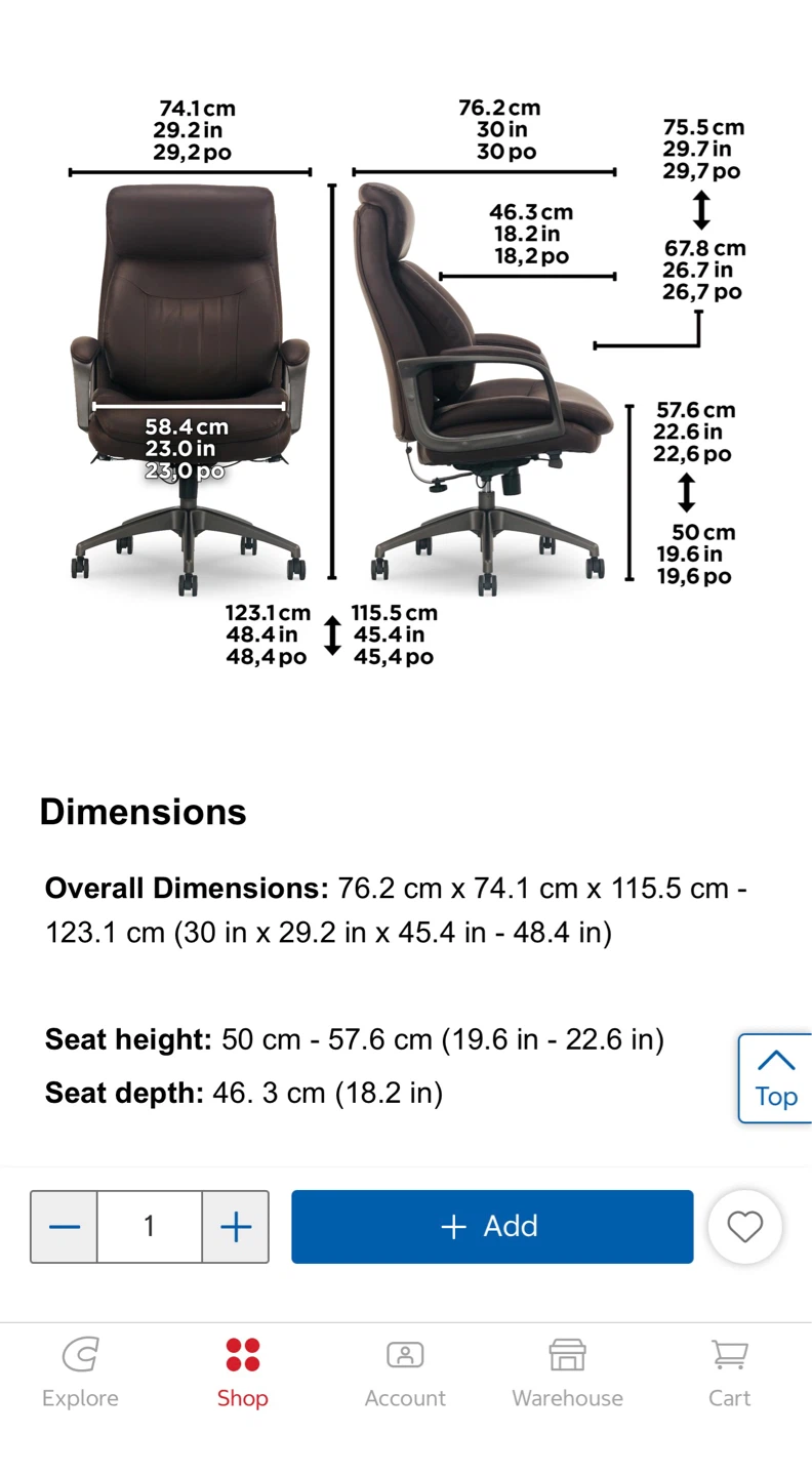 La-Z-Boy Executive Office Chair - Brown Faux Leather - photo 3