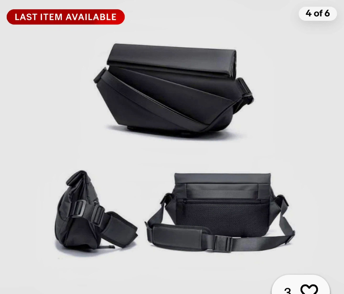 New Black Sling Bag Fits Tablet & Books