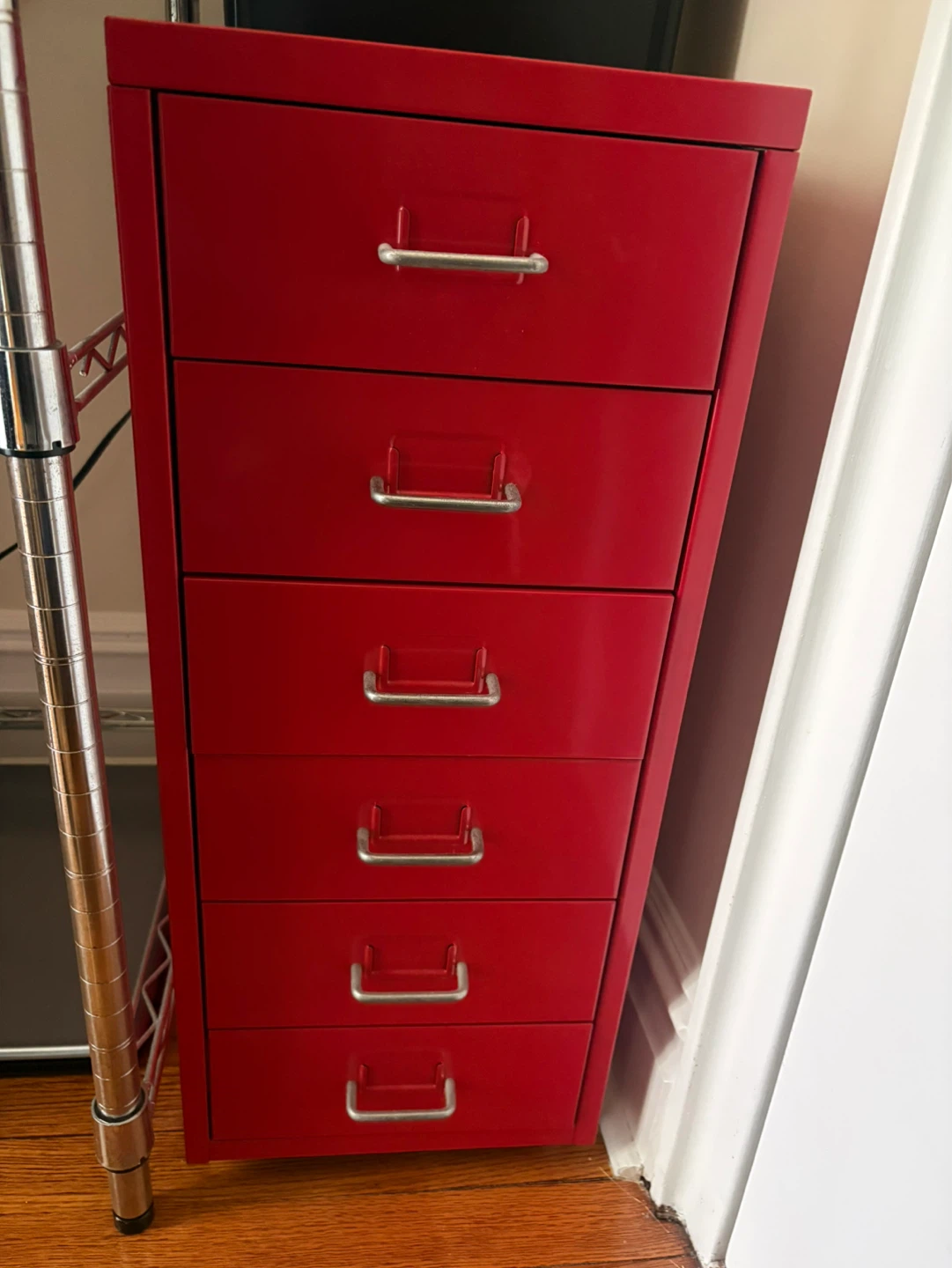 IKEA Red 6-Drawer Metal Filing Cabinet