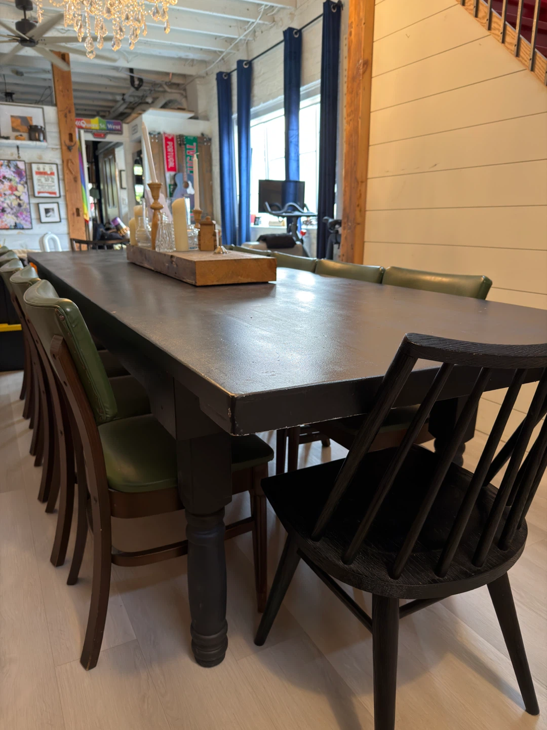 Long Black Dining Table with 10 Chairs - photo 2