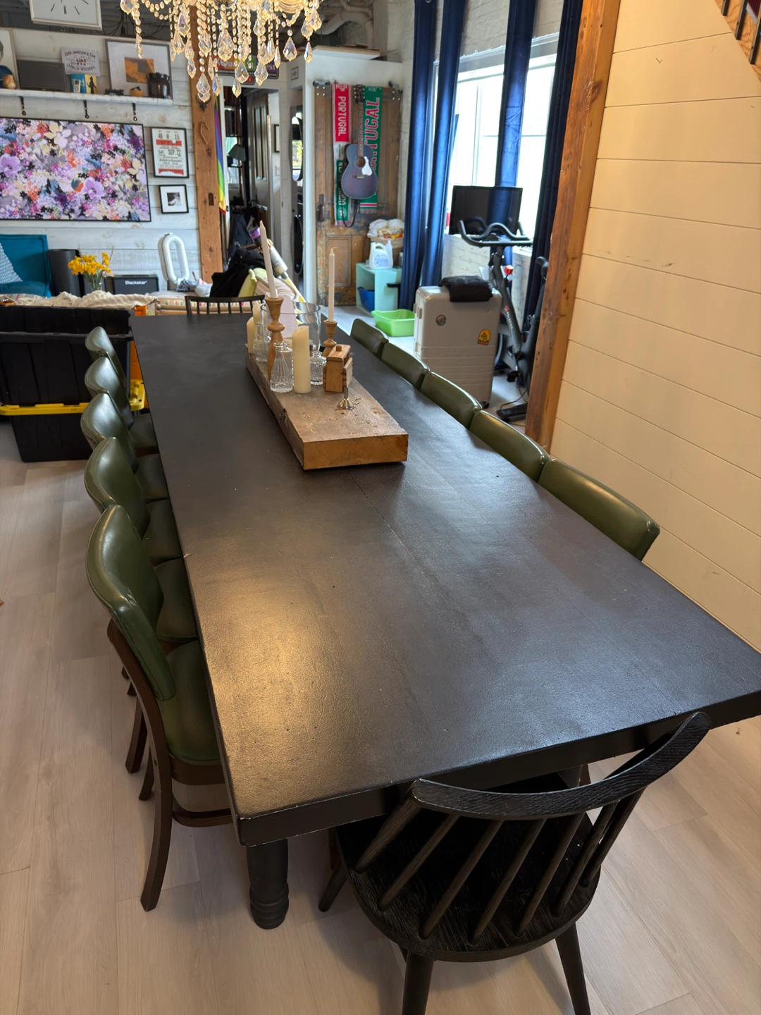 Long Black Dining Table with 10 Chairs - photo 4