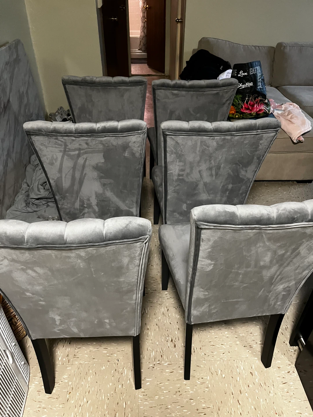 Gray Velvet Dining Chairs (Set of 6) - photo 5