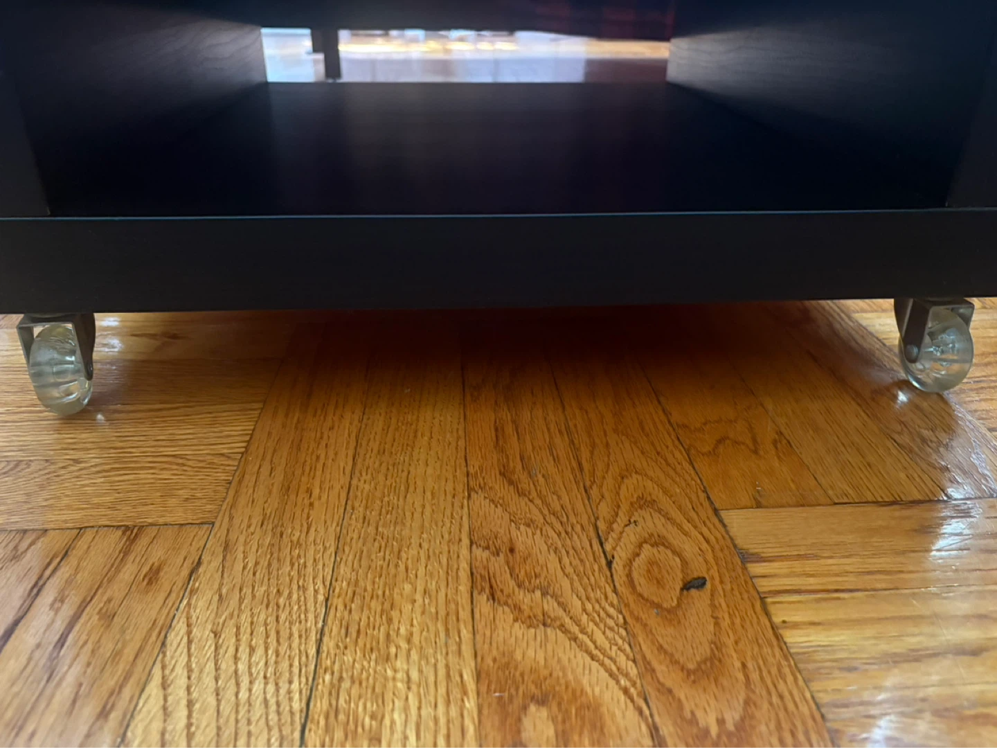 IKEA LACK dark brown side table - on wheels - photo 3